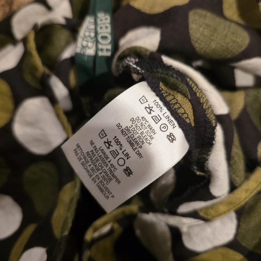 Hobbs London 90s Vintage Polka Dot Linen Circle Skirt - Olive Green - Picture 7 of 7